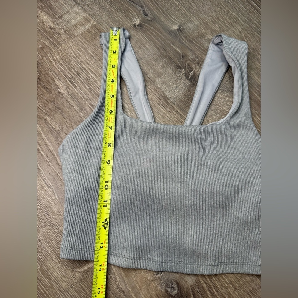 Alo Ribbed Chic Bra Tank Athletic Heather Grey XS - Picture 8 of 11